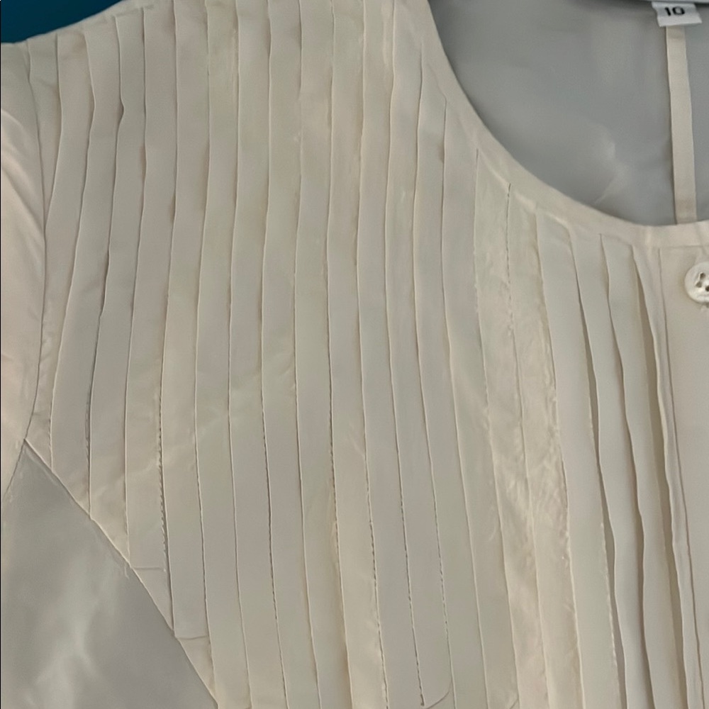 Carolina Herrera Cream Button-Up Silk Blouse - Picture 3 of 5
